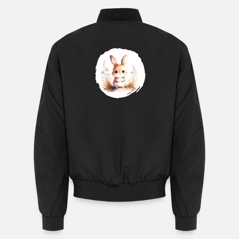 Aquarelle de lapin - Bomber unisexe - noir