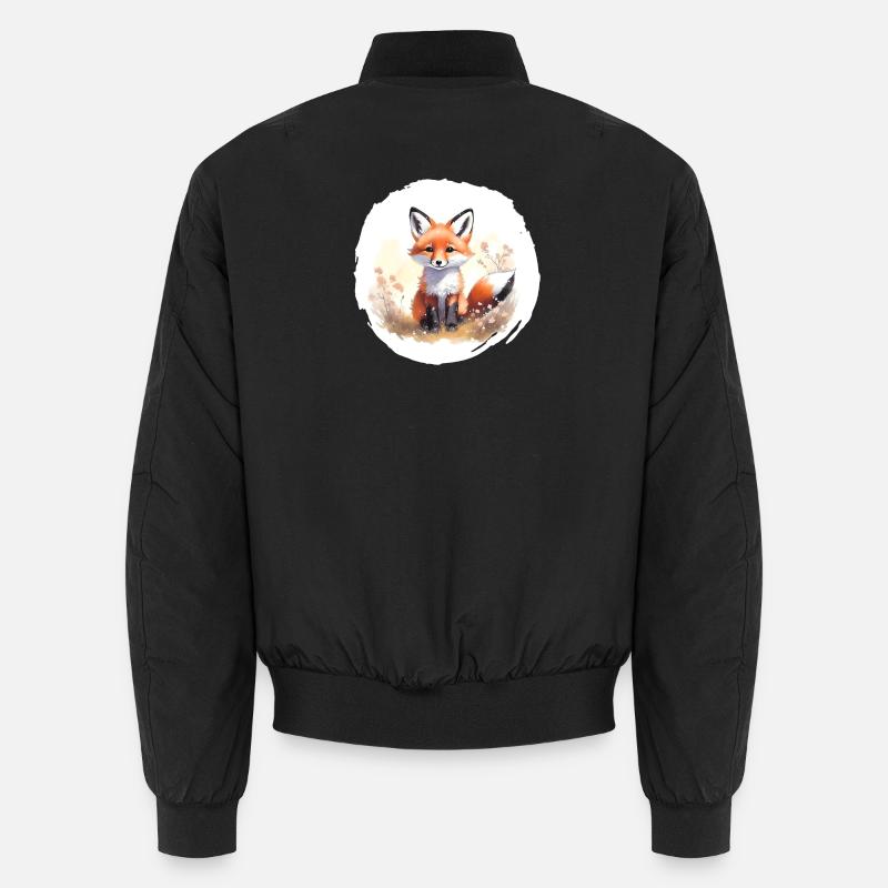 Aquarelle de renard - Bomber unisexe - noir