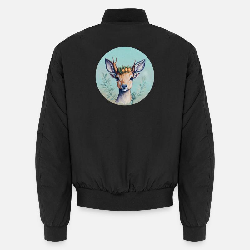 Cerf Mignon avec Couronne de Fleurs Bomber unisexe