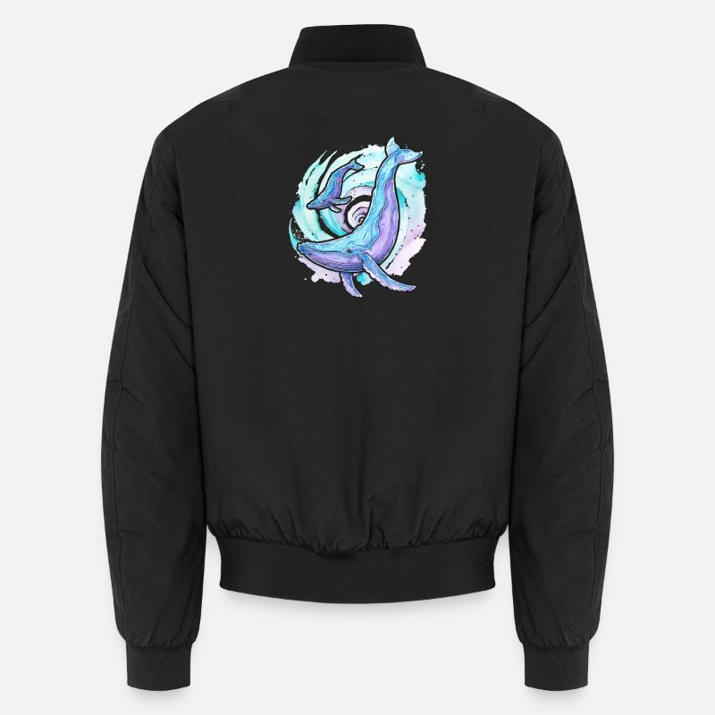 Buckelwal mit Kalb - Unisex Bomberjacke - Schwarz