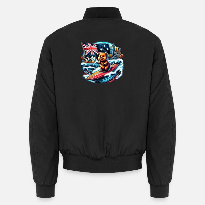 Design de surf australien Quokka - Bomber unisexe - noir
