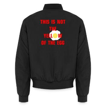 This is not the yellow of the egg - Unisex Bomber Jacket - black - Back - AI Model Male 185 light (185cm)