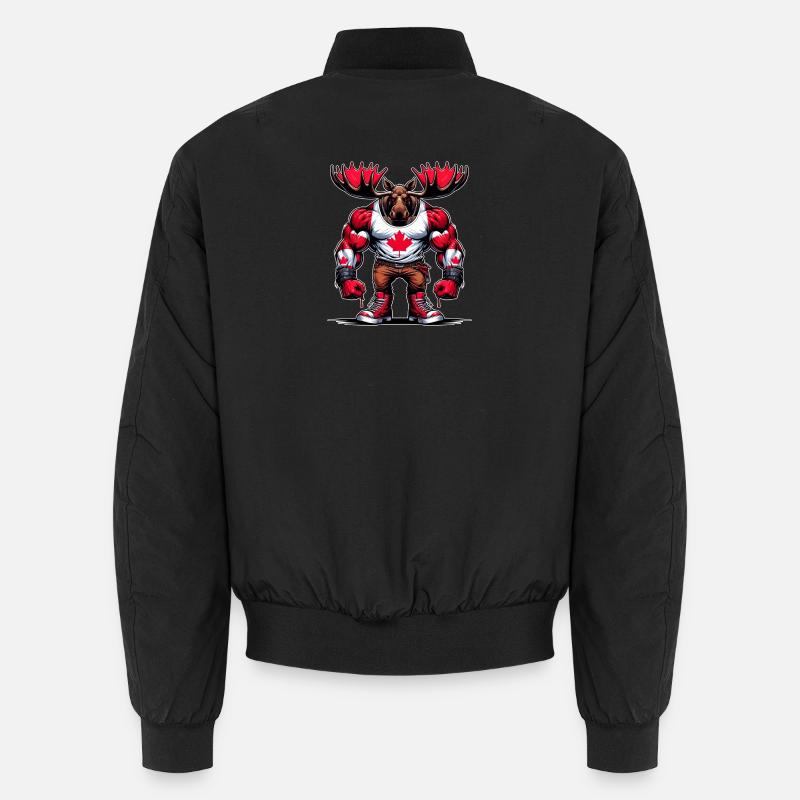 Canada elk with national flag Unisex Bomber Jacket
