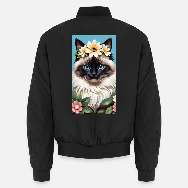 Beauté naturelle Birmanie Seal Point avec couronne de fleurs Bomber unisexe
