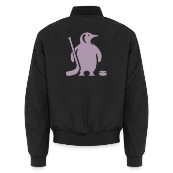 Minimalistische Pinguin Eishockey Silhouette - Unisex Bomberjacke - Schwarz - Hinten - AI Model Male 185 light (185cm)