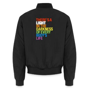 Il y a une lumière / Es gibt ein Licht à Dunkeln - Bomber unisexe - noir - Dos - AI Model Male 185 light (185cm)