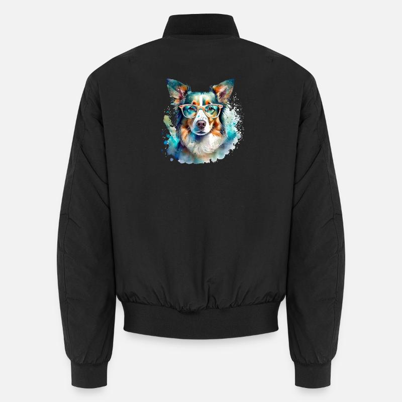 Border Collie mit Brille Unisex Bomberjacke