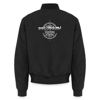 Koordinaten Skyline Gießen - Unisex Bomberjacke - Schwarz - Hinten - AI Model Male 185 light (185cm)