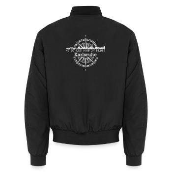 Koordinaten Skyline Karlsruhe - Unisex Bomberjacke - Schwarz - Hinten - AI Model Male 185 light (185cm)