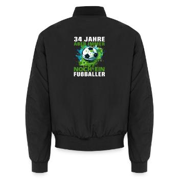 Fußballspieler Fußballer 34 Geburtstag Spruch - Unisex Bomberjacke - Schwarz - Hinten - AI Model Male 185 light (185cm)