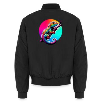 Gecko - Unisex Bomberjacke - Schwarz - Hinten - AI Model Male 185 light (185cm)