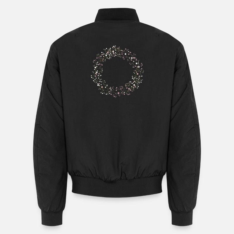 delicate white and pink blossoms baby's breath wreath Unisex Bomber Jacket