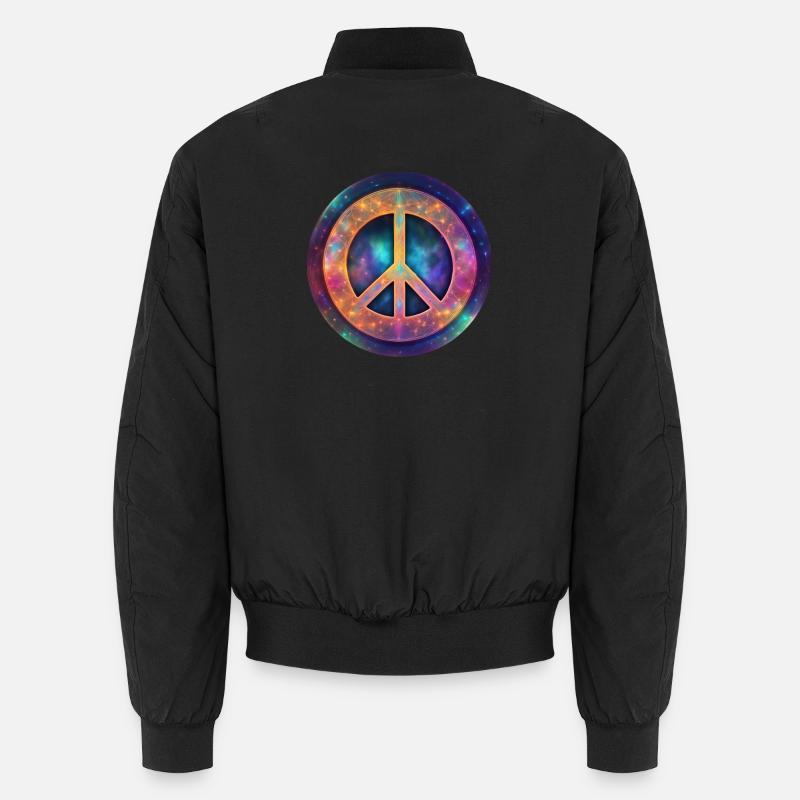 Kosmisches Friedenszeichen - Unisex Bomberjacke - Schwarz