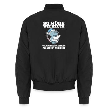 Ausschlafen Müde Spruch lustig Schlafen - Maus - Unisex Bomberjacke - Schwarz - Hinten - AI Model Male 185 light (185cm)