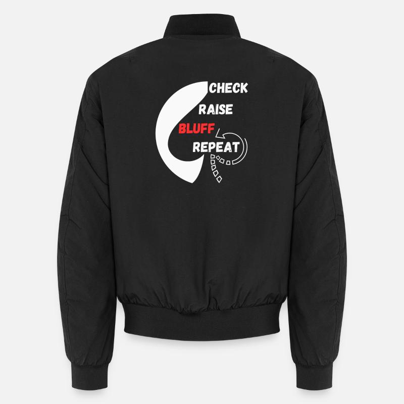 Repeat Poker "Chess, Raise, Bluff, Repeat" - Unisex Bomber Jacket - black