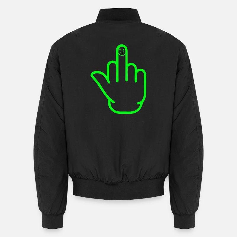 Happy Mittelfinger - Unisex Bomberjacke - Schwarz