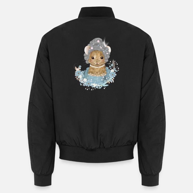 Portrait de souris avec perruque Rococo et Costume Bomber unisexe