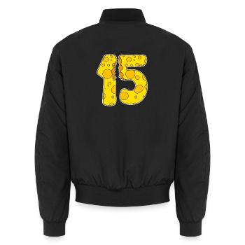 15 Jahre Lustig Käse - Unisex Bomberjacke - Schwarz - Hinten - AI Model Male 185 light (185cm)
