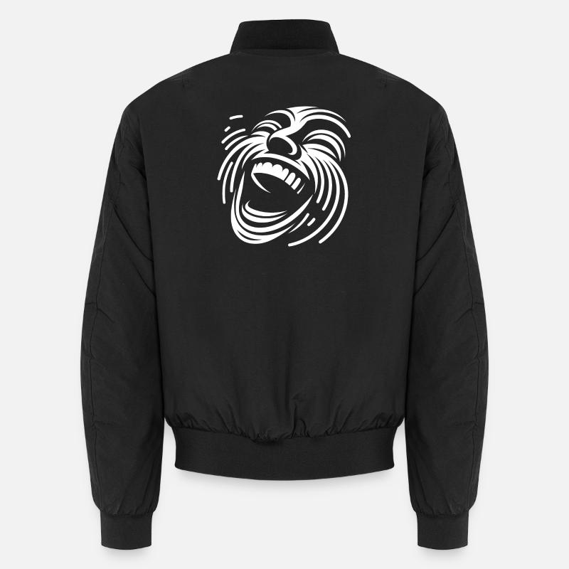 Laughing Line Face Pattern - Unisex Bomber Jacket - black