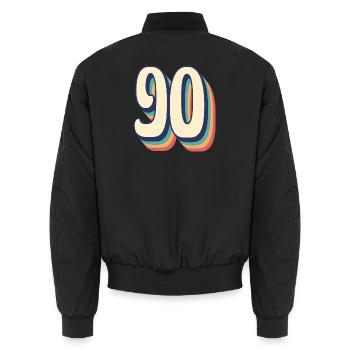 Vintage Retro T-Shirt Nummer 90 Ninety - Unisex Bomberjacke - Schwarz - Hinten - AI Model Male 185 light (185cm)