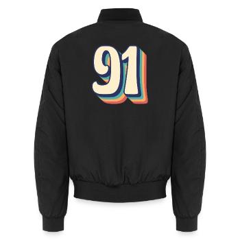 T-Shirt rétro Vintage numéro 91 quatre-vingt-onze - Bomber unisexe - noir - Dos - AI Model Male 185 light (185cm)