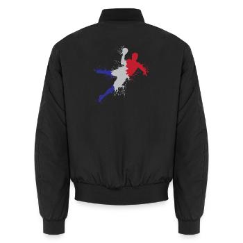 Handball Team Frankreich Flagge Eplosion Symbol - Unisex Bomberjacke - Schwarz - Hinten - AI Model Male 185 light (185cm)