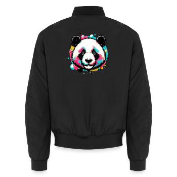Panda - Unisex Bomber Jacket - black - Back - AI Model Male 185 light (185cm)