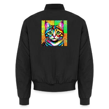 Cat Pop Art - Unisex Bomber Jacket - black - Back - AI Model Male 185 light (185cm)