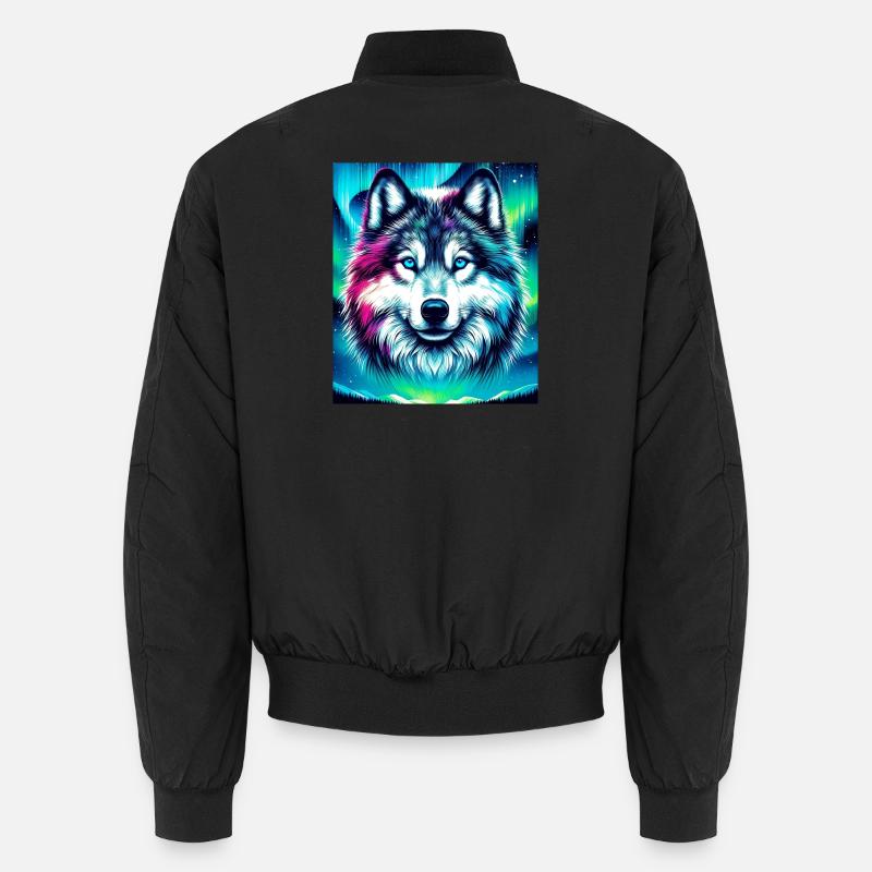 Chien loup husky - Bomber unisexe - noir