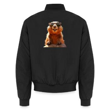 Marmotte avec lunettes de soleil Rongeur Écureuil terrestre - Bomber unisexe - noir - Dos - AI Model Male 185 light (185cm)