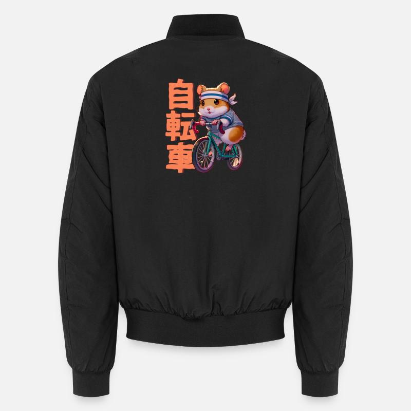 Anime Manga Cyclisme Hamster - Bomber unisexe - noir