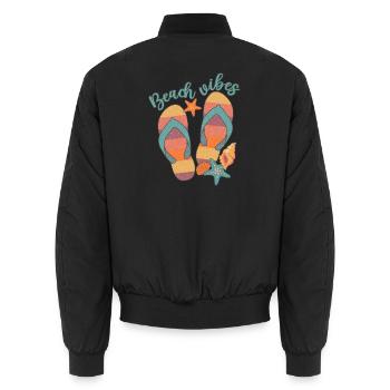 Beach Vibes - Unisex Bomber Jacket - black - Back - AI Model Male 185 light (185cm)