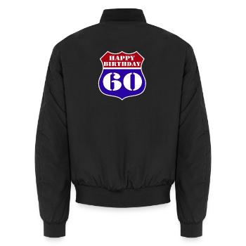 60.Geburtstag , US Happy Birthday 60 (25) - Unisex Bomberjacke - Schwarz - Hinten - AI Model Male 185 light (185cm)