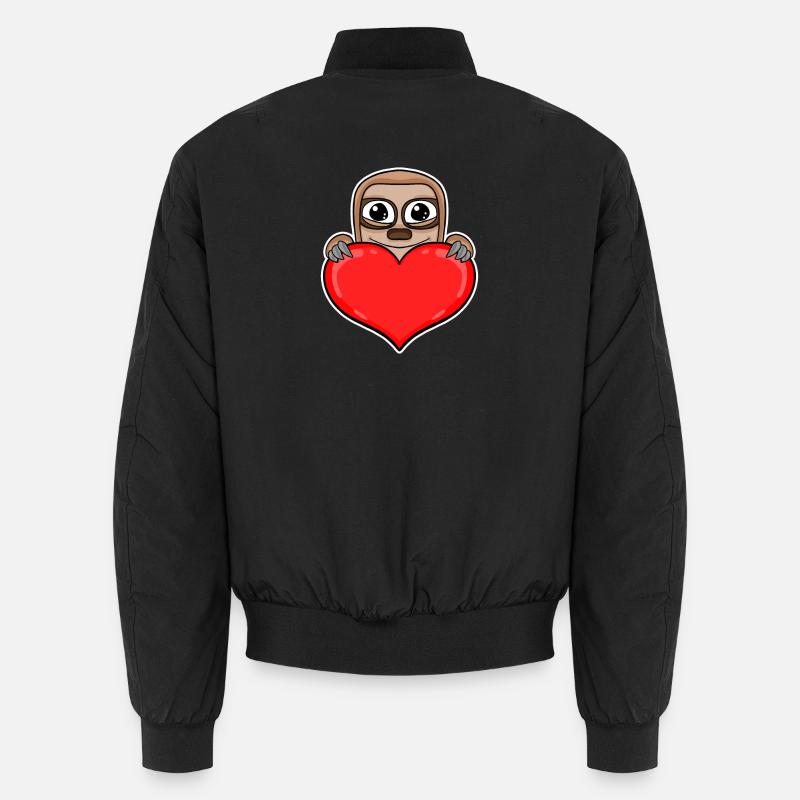 Sloth Heart Romantic - Unisex Bomber Jacket - black
