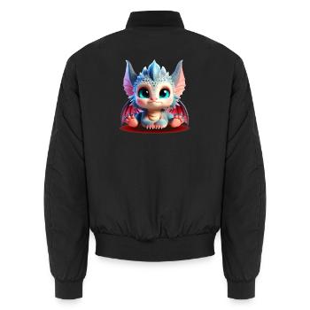 Adorable Baby Dragons | Colorful Chibi Edition - Unisex Bomber Jacket - black - Back - AI Model Male 185 light (185cm)