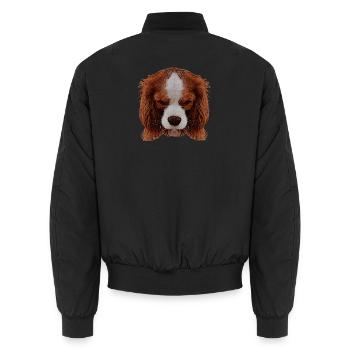 süße tierfotos, Cavalier King Charles Spaniel - Unisex Bomberjacke - Schwarz - Hinten - AI Model Male 185 light (185cm)