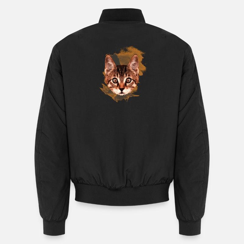 kätzchen Gesicht, tabby Motive, gestromt Unisex Bomberjacke