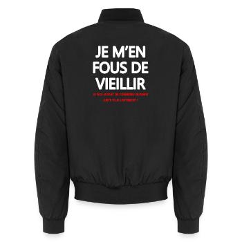 Jugend-Vintage-Humor-T-Shirt - Unisex Bomberjacke - Schwarz - Hinten - AI Model Male 185 light (185cm)