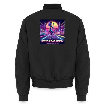 Retro revolution - affiche des années 80 - fille à vélo - Bomber unisexe - noir - Dos - AI Model Male 185 light (185cm)