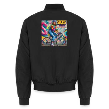 90S Ride Grove on Wheels - girls on bike - Unisex Bomber Jacket - black - Back - AI Model Male 185 light (185cm)