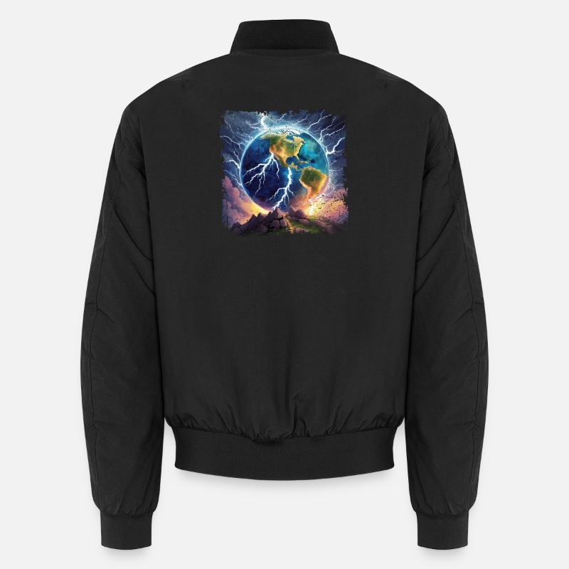 Erdkugel die mit Blitzen übersät ist Unisex Bomberjacke