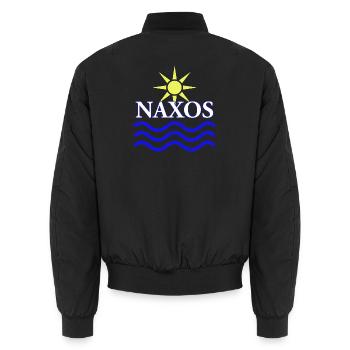 Conception du logo Naxos Sun and Waves - Bomber unisexe - noir - Dos - AI Model Male 185 light (185cm)