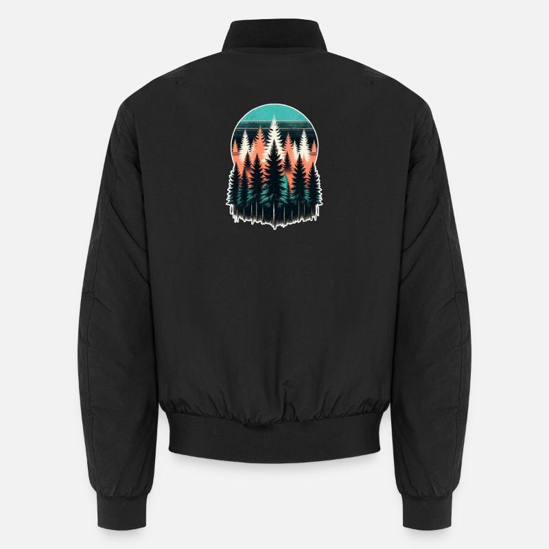Coucher de soleil de lumière forestière Bomber unisexe