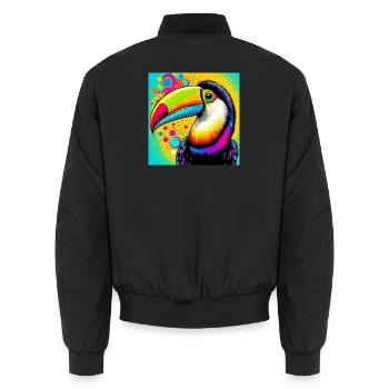 Toucan Pop Art - Unisex Bomber Jacket - black - Back - AI Model Male 185 light (185cm)