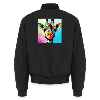 Giraffe Pop Art - Unisex Bomber Jacket - black - Back - AI Model Male 185 light (185cm)
