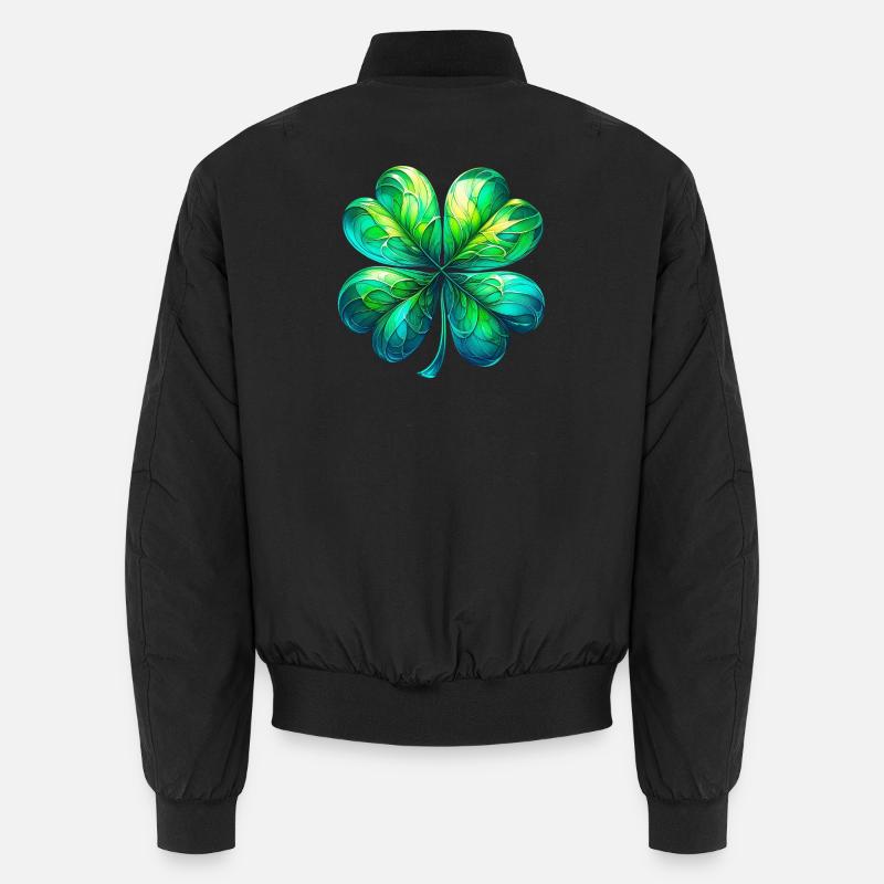 Vierblättriges Kleeblatt - Unisex Bomberjacke - Schwarz