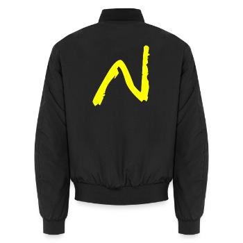Buchstabe N - Unisex Bomberjacke - Schwarz - Hinten - AI Model Male 185 light (185cm)