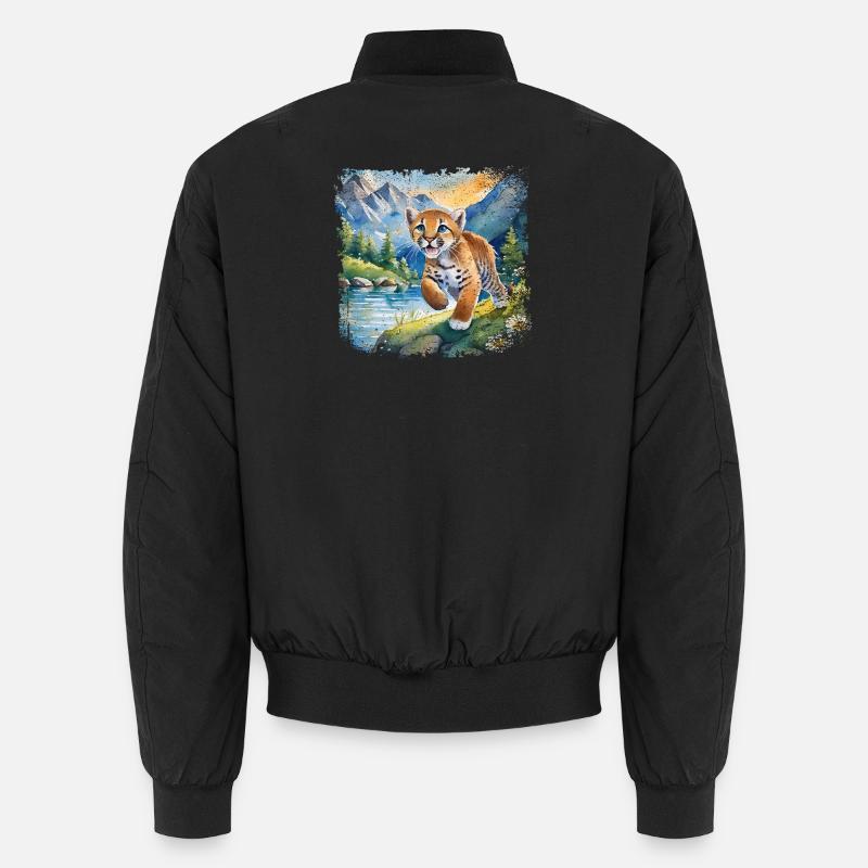 Niedlicher junger Tiger | Kinderbuchstil - Unisex Bomberjacke - Schwarz