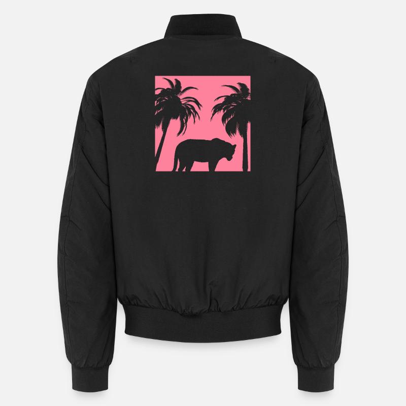 White feline under the palm trees Unisex Bomber Jacket