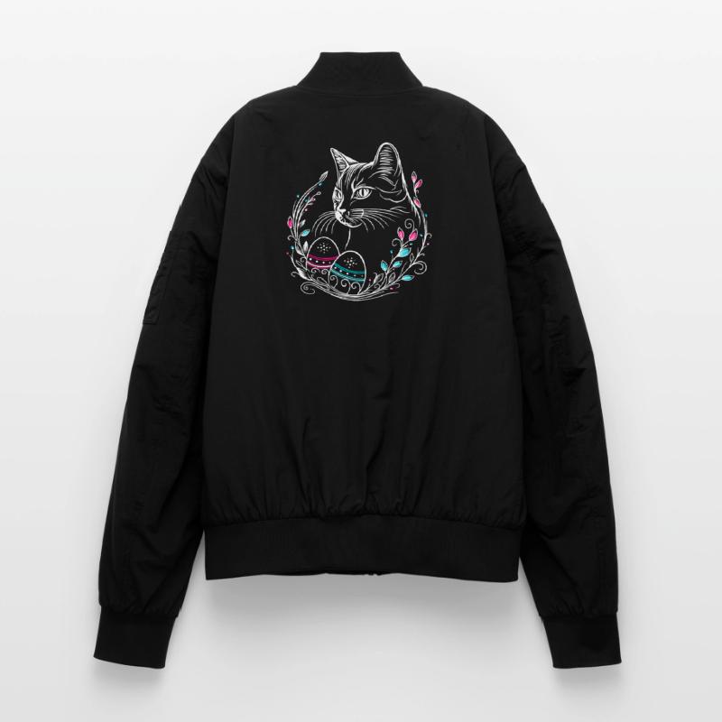 Cat Easter Easter Eggs Easter Cat Unisex Bomber Jacket